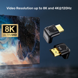 Buy Unitek HDMI Adaptor - A1046ABK - 1x90 & 1x270 degrees RA 8K60Hz in Cyprus, Nicosia, Limassol, Larnaka, Pafos