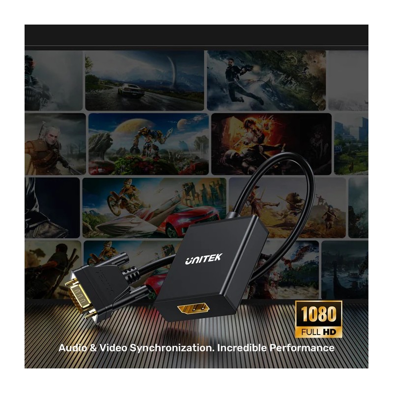Buy Unitek Converter VGA to HDMI Adapter - with Audio & Power Port in Cyprus, Nicosia, Limassol, Larnaka, Pafos