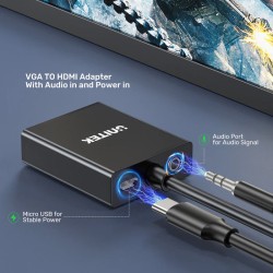 Buy Unitek Converter VGA to HDMI Adapter - with Audio & Power Port in Cyprus, Nicosia, Limassol, Larnaka, Pafos