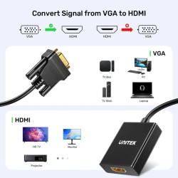 Buy Unitek Converter VGA to HDMI Adapter - with Audio & Power Port in Cyprus, Nicosia, Limassol, Larnaka, Pafos