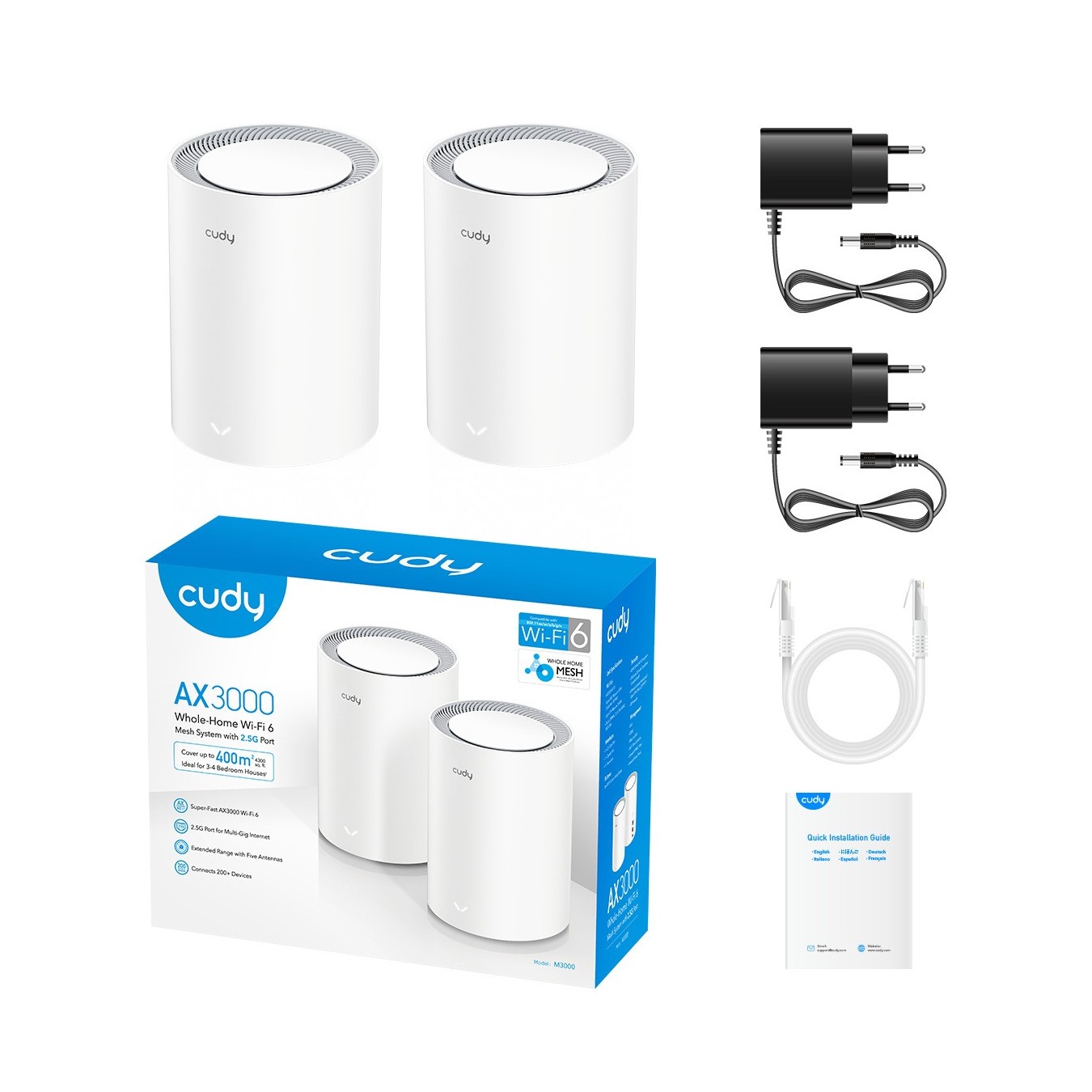 Cudy M3000 – AX3000 Wi-Fi 6 Mesh System 2-Pack 2.5GbE | Armenius Store