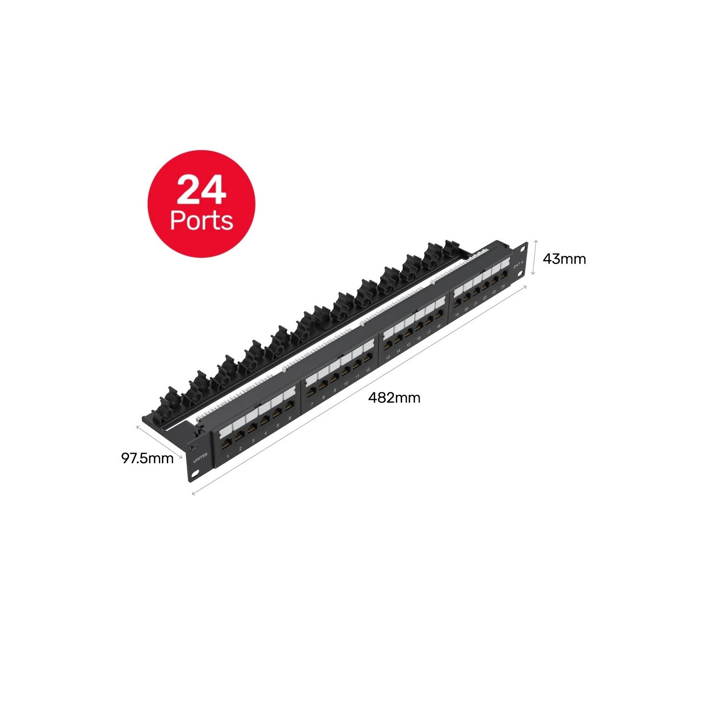 Unitek Network Patch Panel - T003A - 24-Port CAT6 UTP Patch Panel — Buy in Cyprus with Fast Delivery