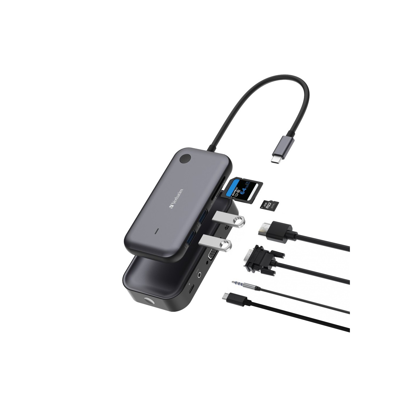 Verbatim Share My Screen USB-C Wireless Display Adapter 1080P with Hub - WDA-01 - USB-C Wireless Display Adapter 1080P with Hub