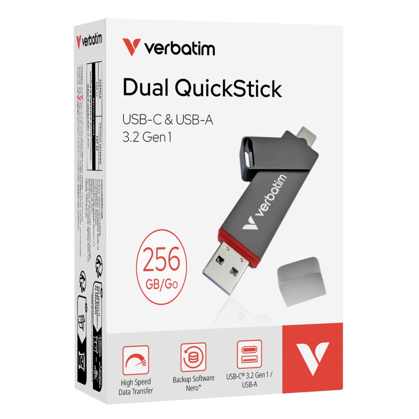 Verbatim USB Drive - 3.2 Dual QuickStick USB-C USB-A 256GB — Buy in Cyprus with Fast Delivery