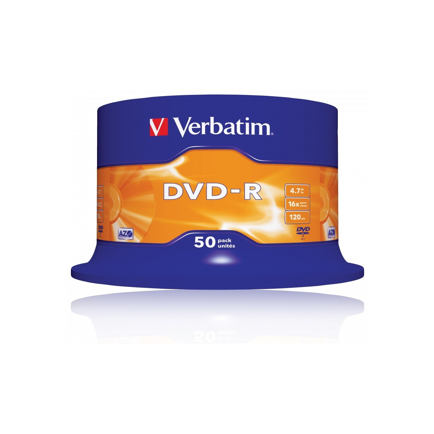 Verbatim DVD-R 4.7GB 16X 50-Pack Spindle - 43548 - Matt Silver — Buy in Cyprus with Fast Delivery