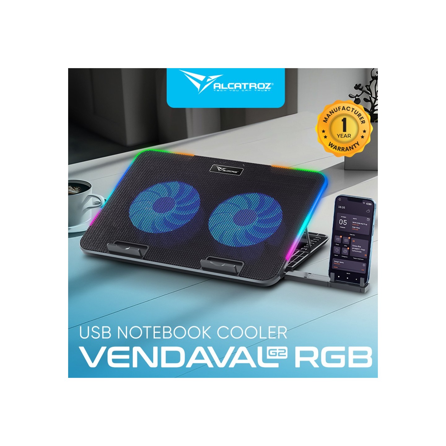 Alcatroz Laptop Cooler - Vendaval G2 - RGB Black — Buy in Cyprus with Fast Delivery