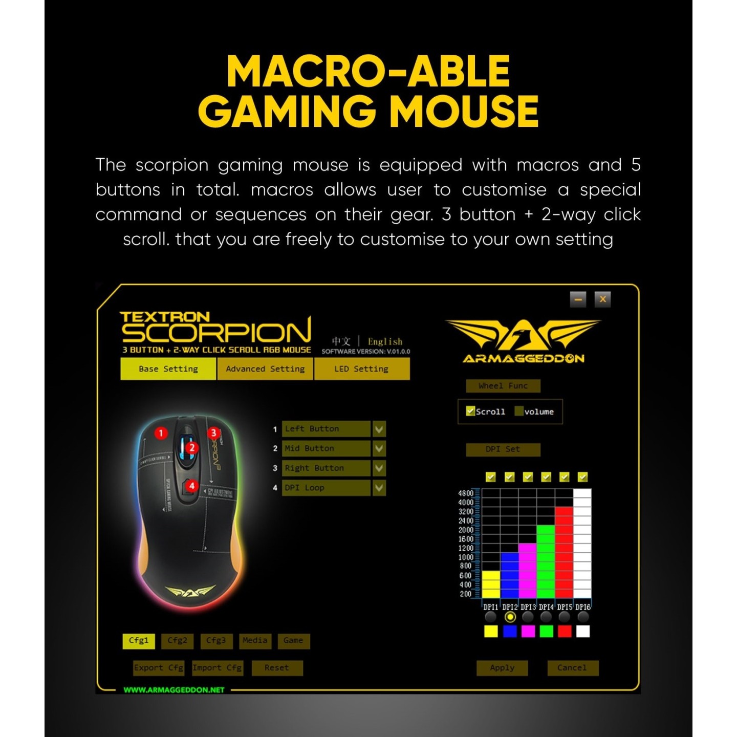 Armaggeddon Scorpion 3 Pro-Gaming Mouse - 4800 CPI - Free Mousepad (Boxed) — Buy in Cyprus with Fast Delivery