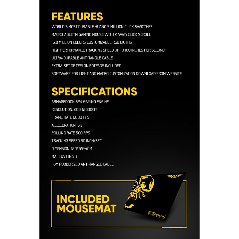 Buy Armaggeddon Mouse - Scorpion 3 Pro-Gaming - Free Mousepad in Cyprus, Nicosia, Limassol, Larnaka, Pafos