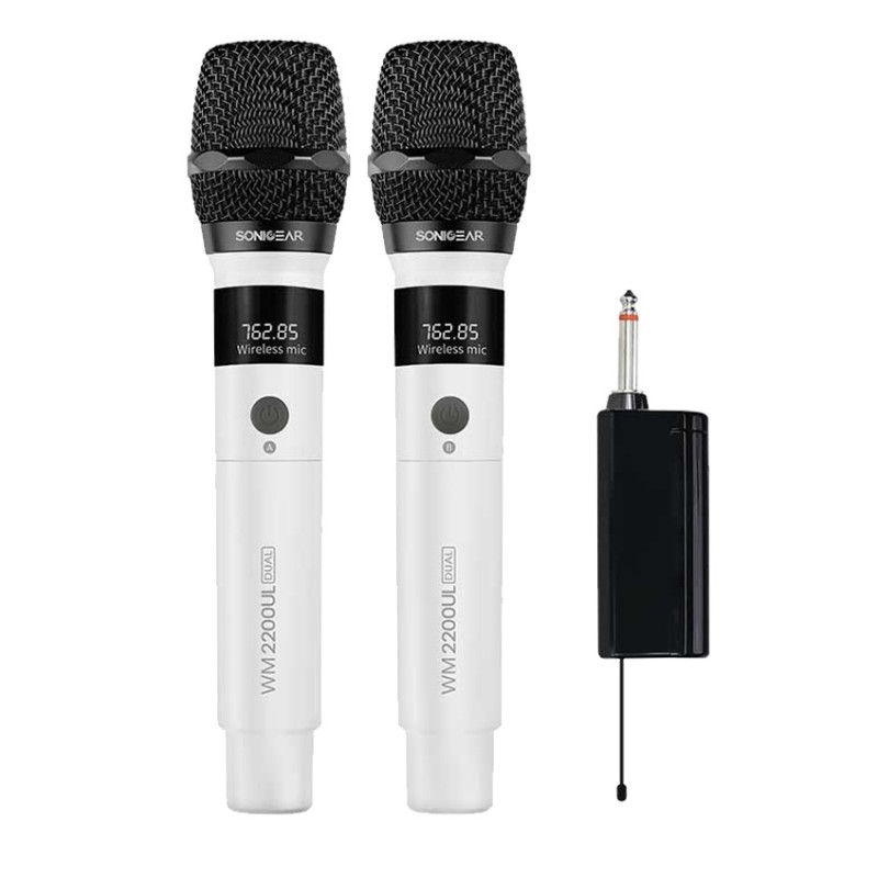Buy SonicGear - WM2200UL - DUAL White 2 x Wireless 2.4GHz Rechargeable Microphon... in Cyprus, Nicosia, Limassol, Larnaka, Pafos