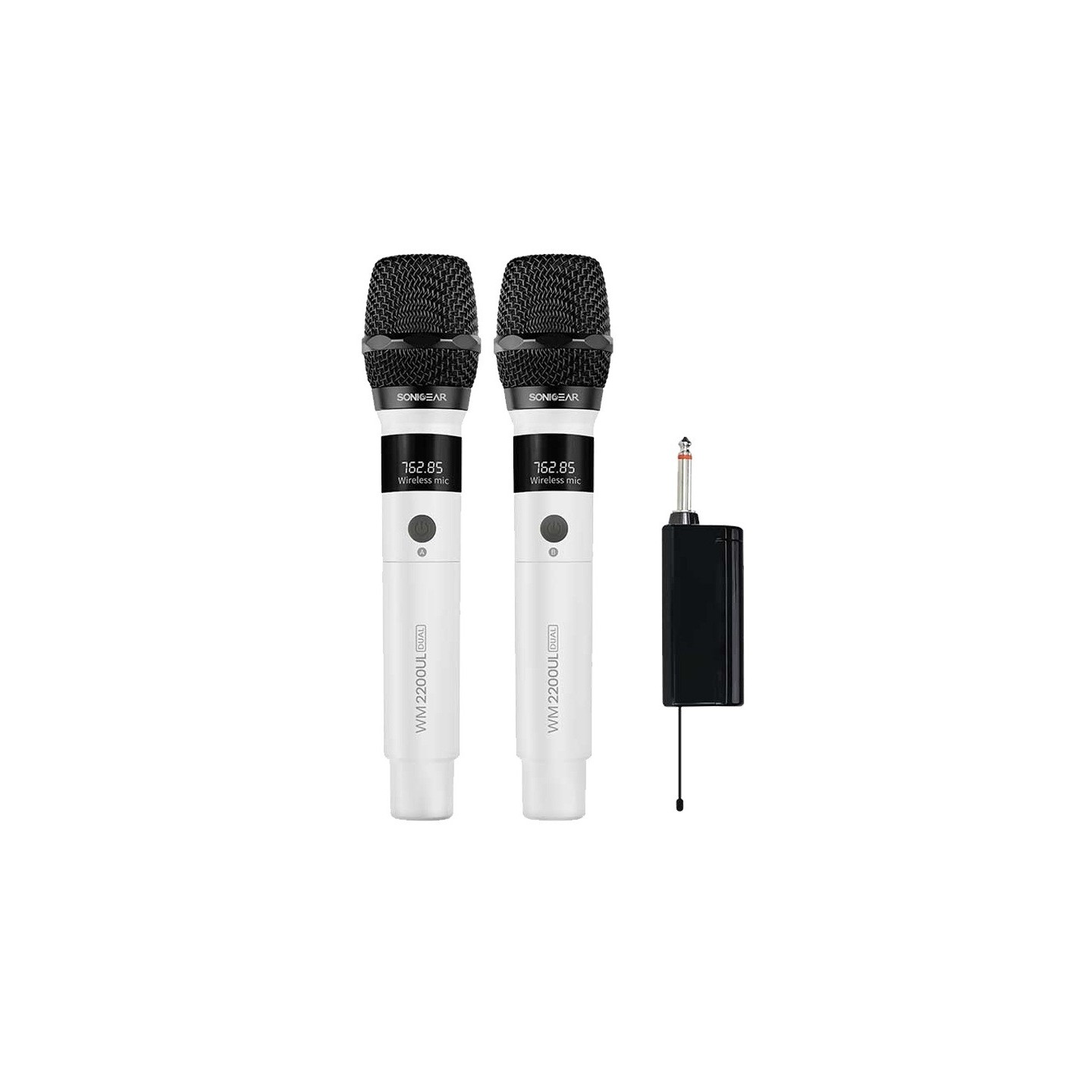 SonicGear - WM2200UL - DUAL White 2 x Wireless 2.4GHz Rechargeable Microphone Handsets with LED Display