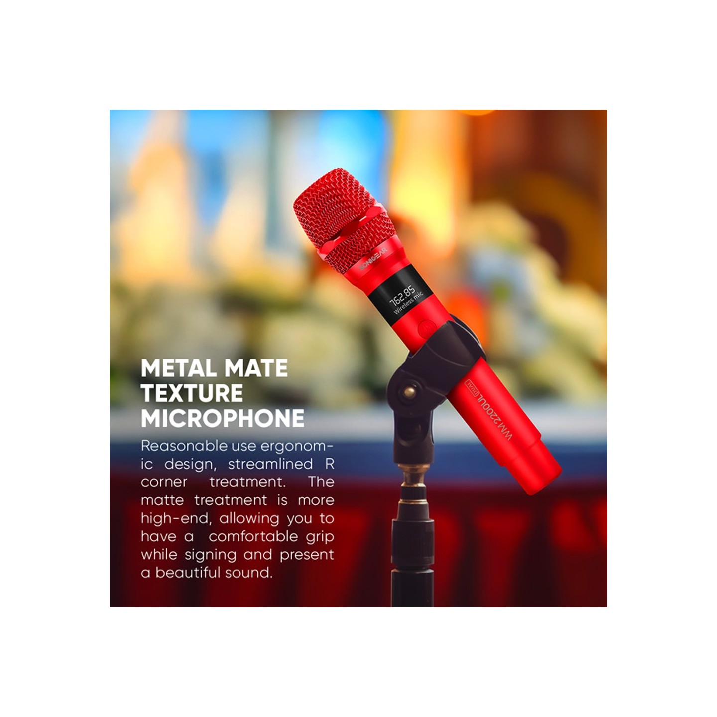 SonicGear - WM2200UL - DUAL White 2 x Wireless 2.4GHz Rechargeable Microphone Handsets with LED Display