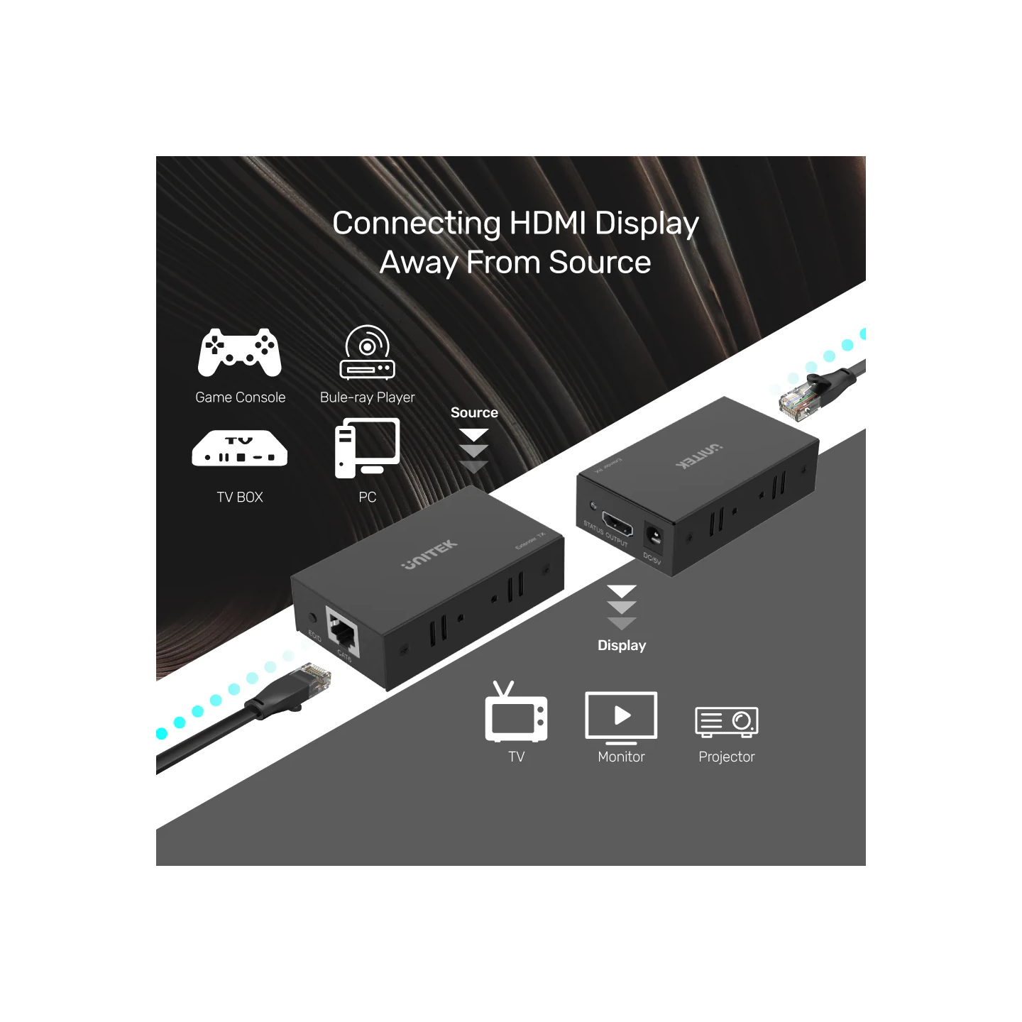 Unitek HDMI Extender Over Ethernet 150m 1080p - V101A - HDMI Extender Over Ethernet 150m 1080p
