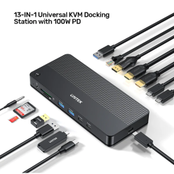 Unitek D1103A KVM Switch USB-C Dual 4K@60Hz HDMI 100W PD DisplayLink — Armenius Store Cyprus