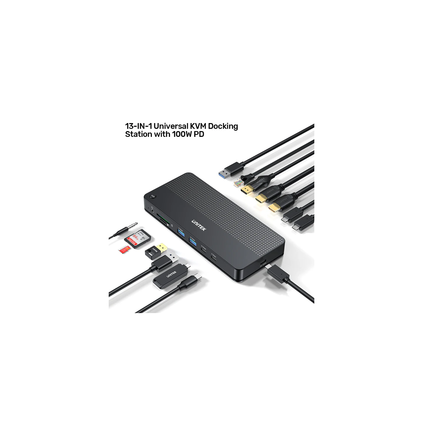 Unitek D1103A KVM Switch USB-C Dual 4K@60Hz HDMI 100W PD DisplayLink — Armenius Store Cyprus