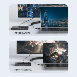 Unitek KVM Switch USB-C Dual 4K 60Hz HDMI & 100W PD (Displaylink) - D1103A - USB-C, Dual 4K 60Hz, HDMI & 100W PD, DisplayLink