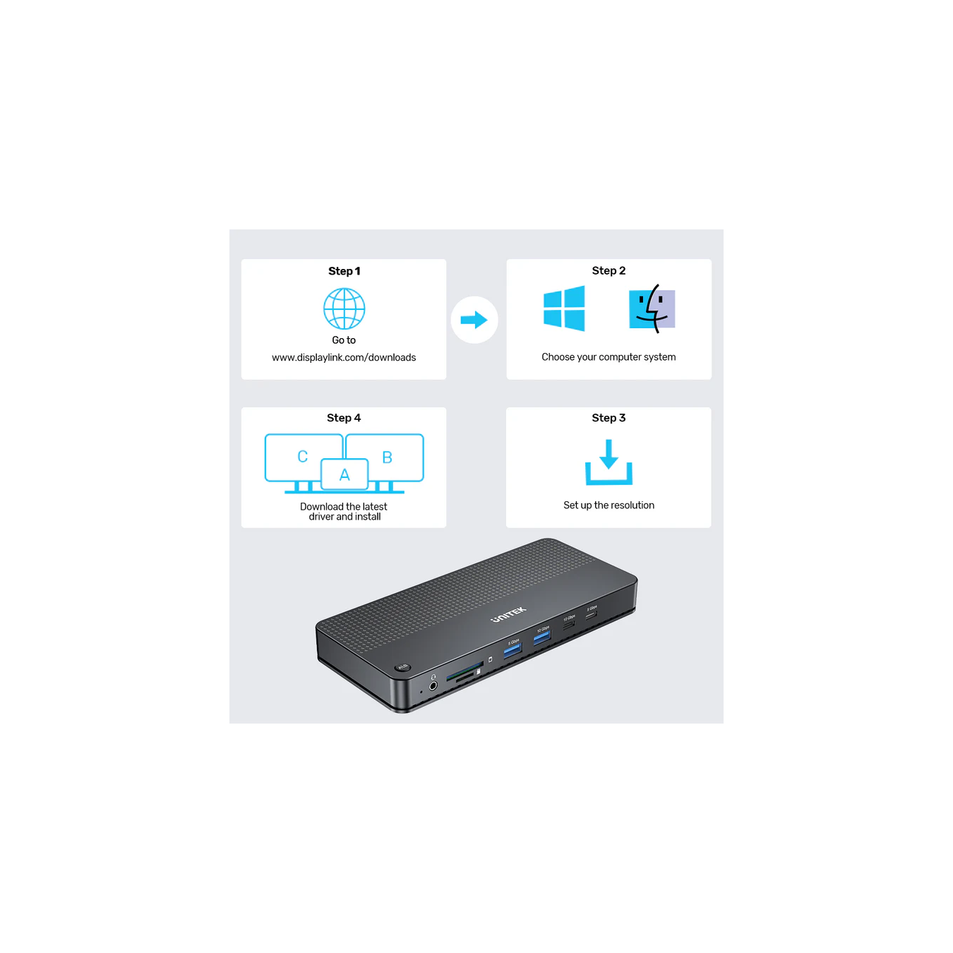 Unitek D1103A KVM Switch USB-C Dual 4K@60Hz – 100W PD | Armenius Store
