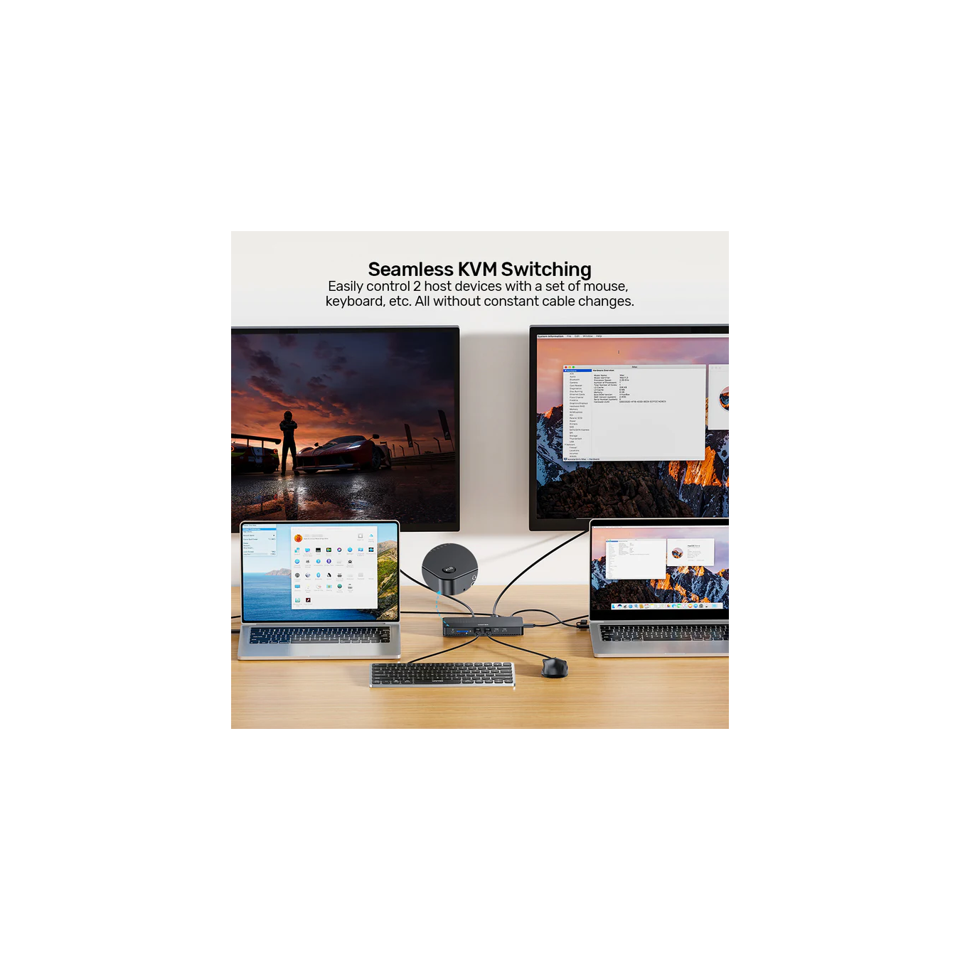 Unitek D1103A KVM Switch USB-C Dual 4K@60Hz – 100W PD | Armenius Store
