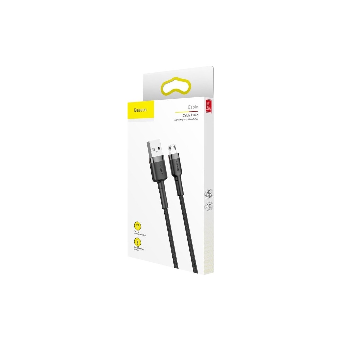 Baseus Cafule CAMKLF-AG1 MicroUSB to USB-A Braided 0.5m Black-Grey (Retail) — Buy in Cyprus with Fast Delivery