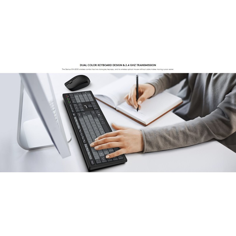 Buy Genius Keyboard-Mouse Set - KM-8200 - Wireless Dual Colour English in Cyprus, Nicosia, Limassol, Larnaka, Pafos