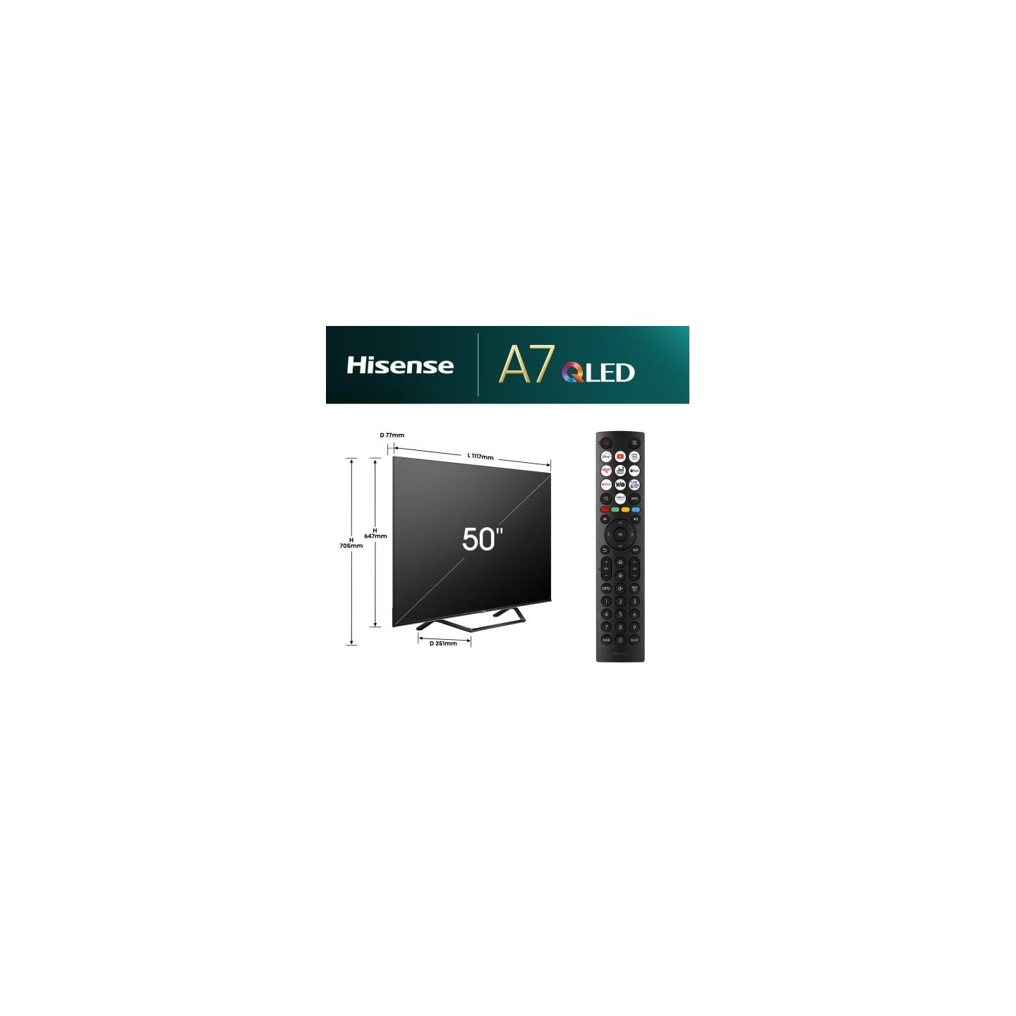 Hisense TV - 50A7NQ - 50'' 4K Smart QLED TV — Buy in Cyprus with Fast Delivery