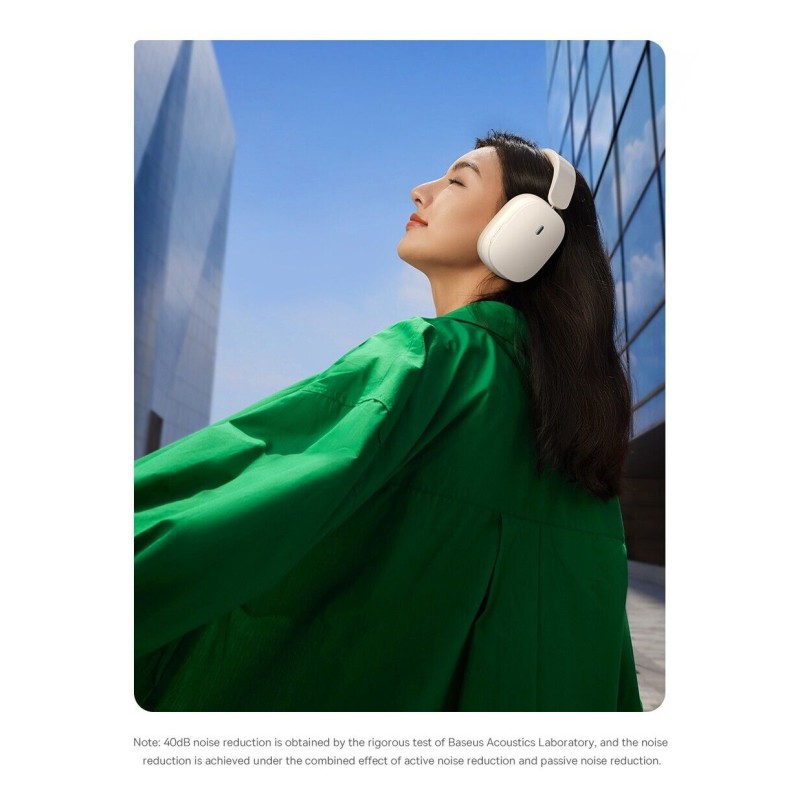 Buy Baseus Bowie - H1 - Noise Cancelling Wireless Headphones White in Cyprus, Nicosia, Limassol, Larnaka, Pafos