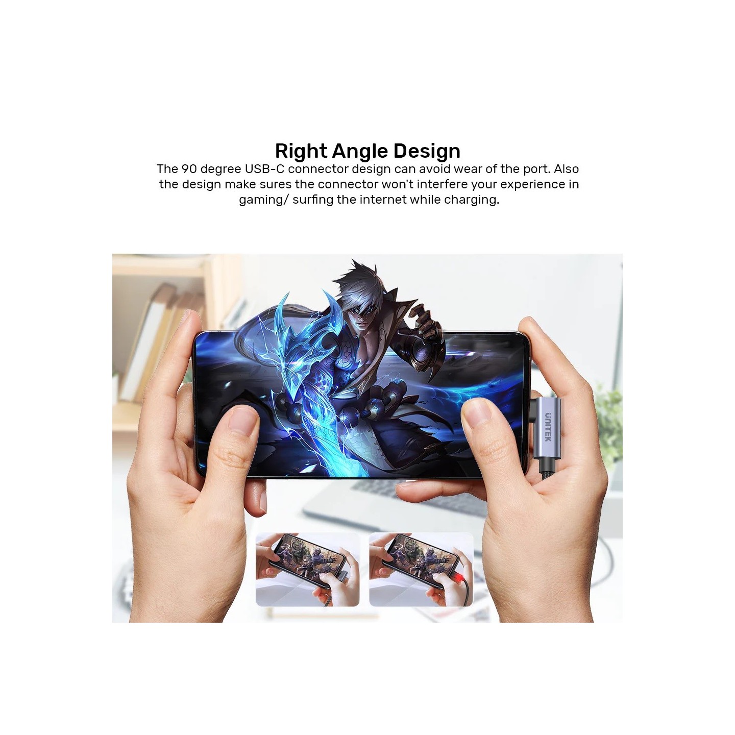 Unitek C14123BK-1M USB-C 100W PD L-Shape 1m Cable (Retail) — Buy in Cyprus with Fast Delivery