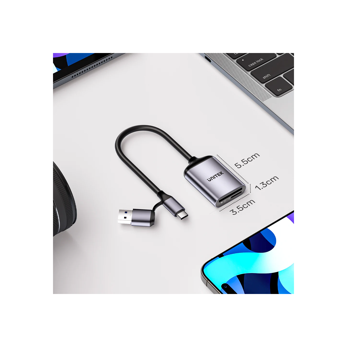 Unitek Card Reader - R1018E - Super Fast Card Reader Up to 312mb s USB-A C Supports SD MicroSD