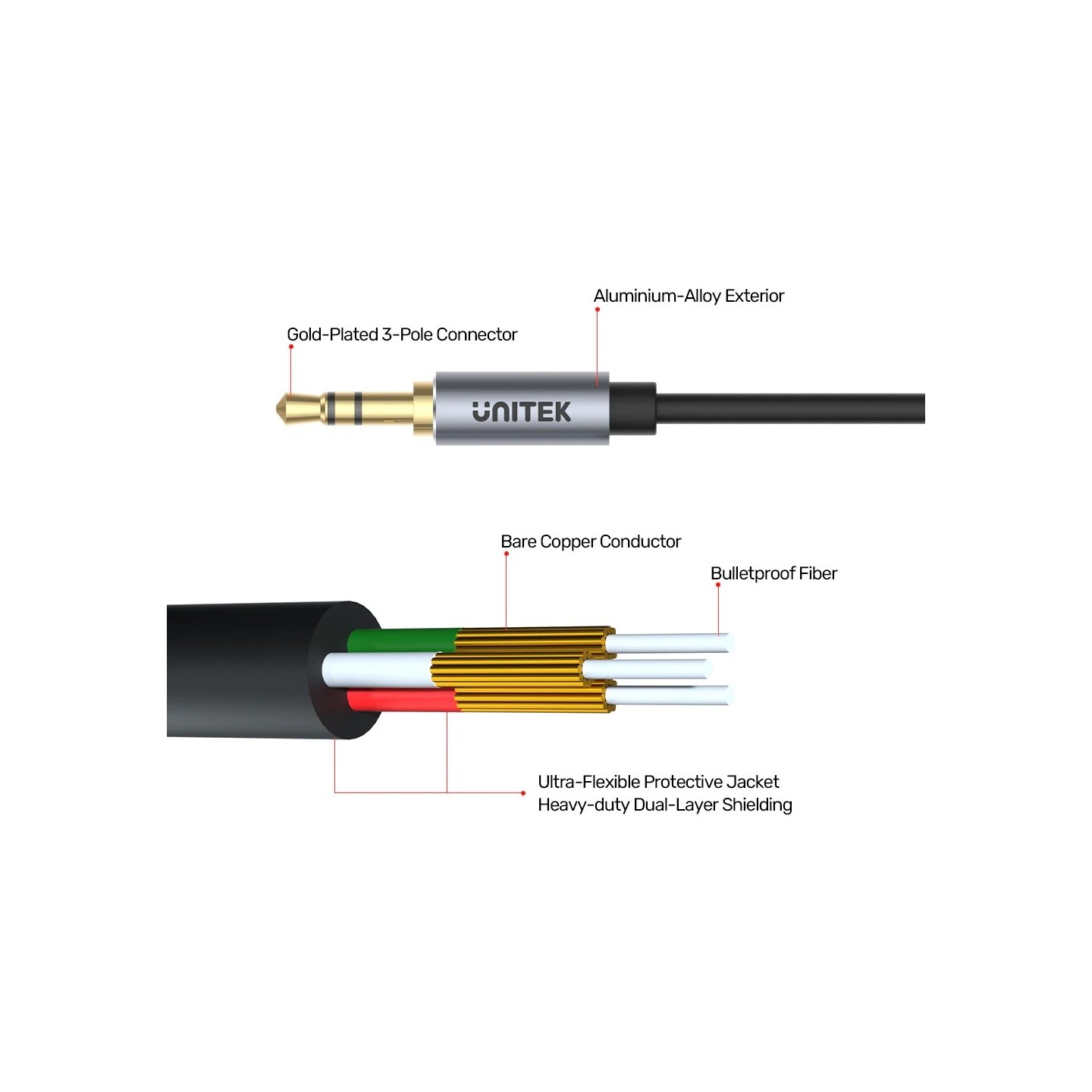Unitek Audio Extension Cable - Y-C932ABK - 3.5mm M-F, 1.0m — Buy in Cyprus with Fast Delivery