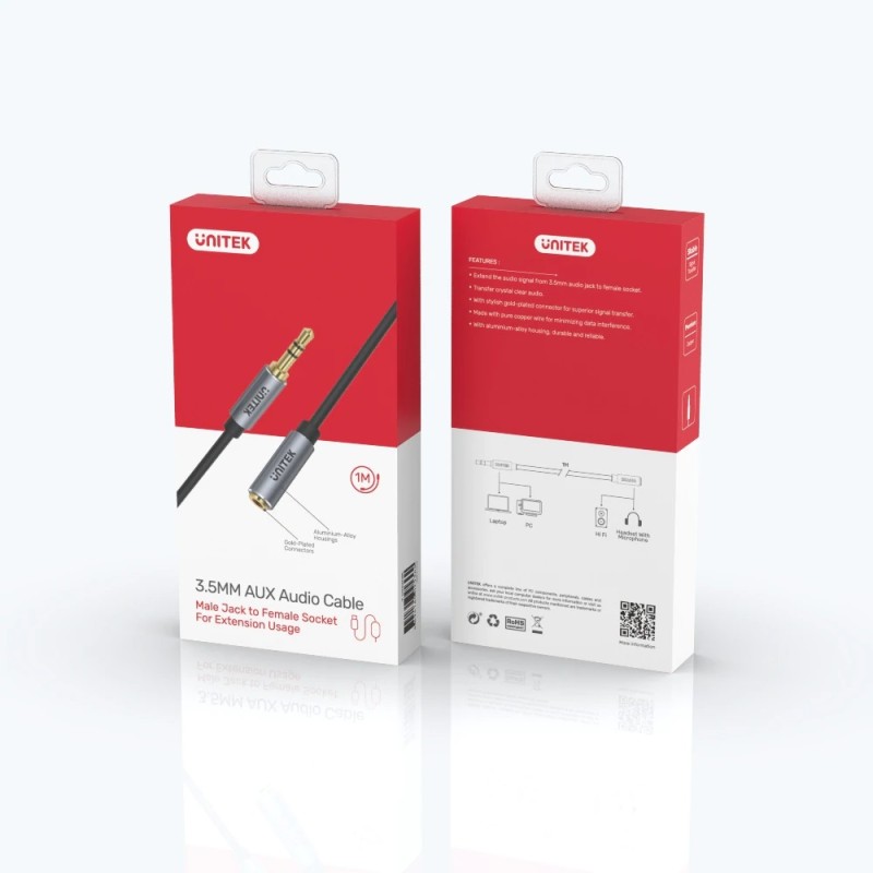 Buy Unitek Audio Extension Cable - Y-C932ABK - 3.5mm M-F, 1.0m in Cyprus, Nicosia, Limassol, Larnaka, Pafos