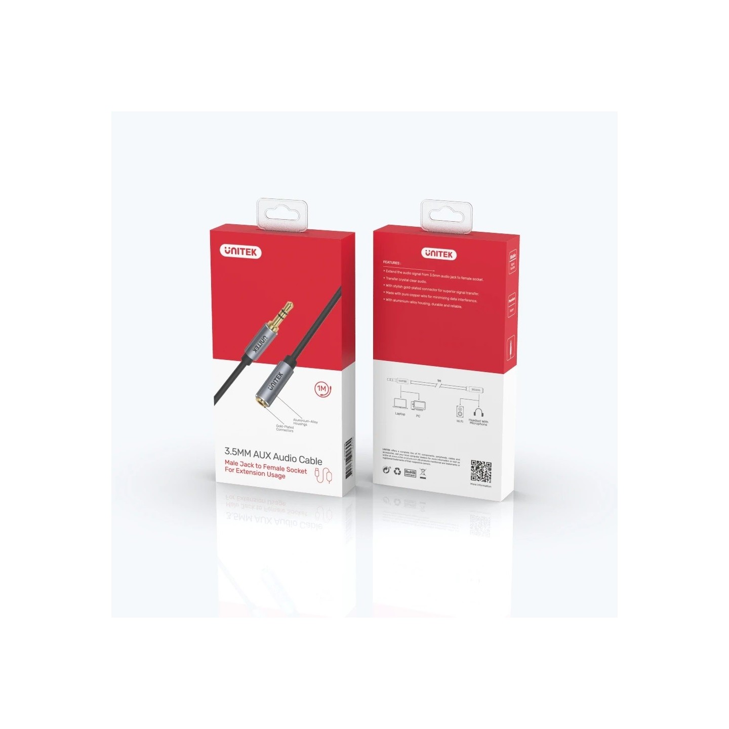 Unitek Audio Extension Cable - Y-C932ABK - 3.5mm M-F, 1.0m — Buy in Cyprus with Fast Delivery