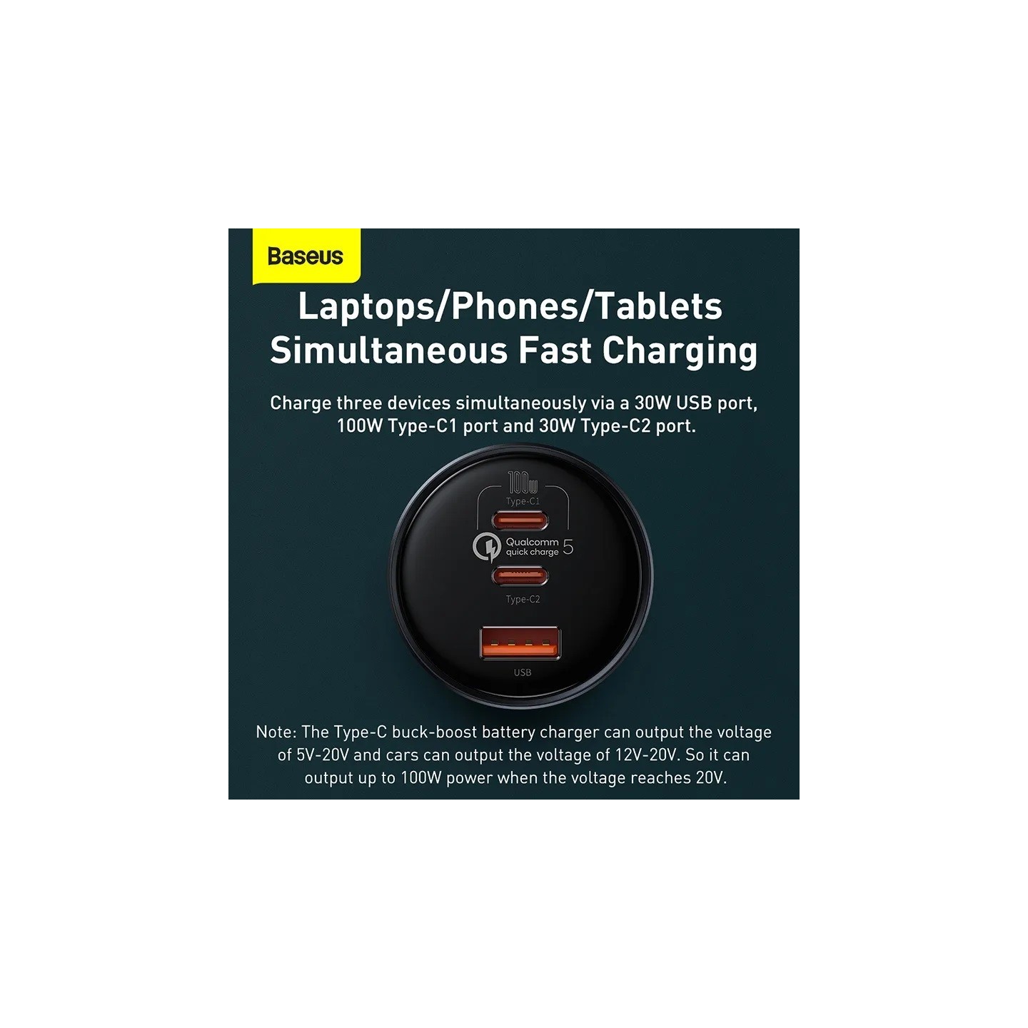 Baseus Car Charger - 160W Qualcomm Quick Charge 5 — Buy in Cyprus with Fast Delivery