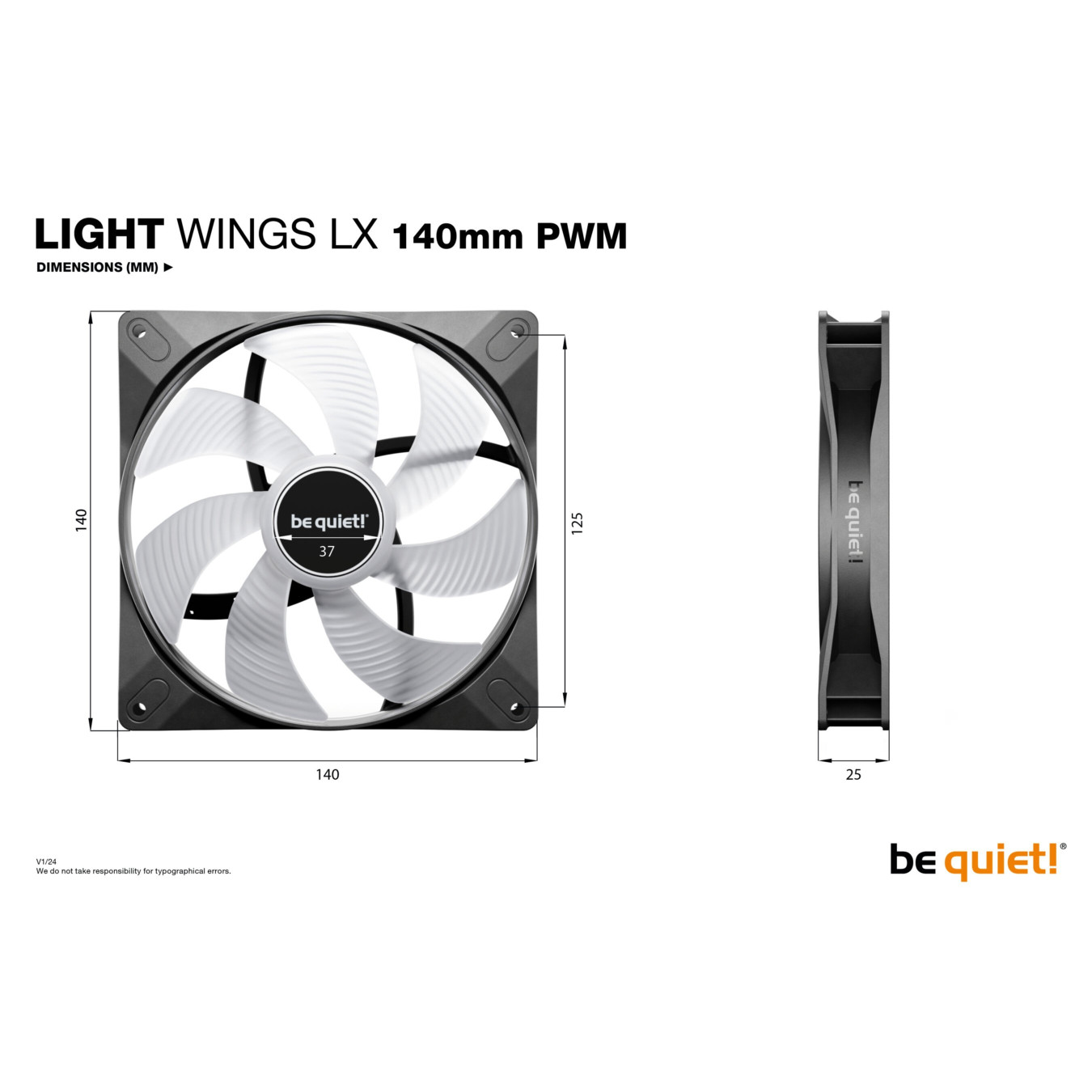 be quiet! Light Wings LX 140mm PWM Case Fan - Black, ARGB, 4-pin PWM — Buy in Cyprus with Fast Delivery
