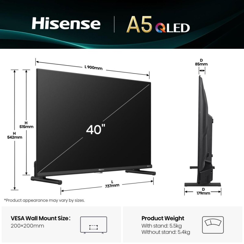 Buy Hisense TV - 40A5Q - 40'' Full HD Smart QLED TV in Cyprus, Nicosia, Limassol, Larnaka, Pafos