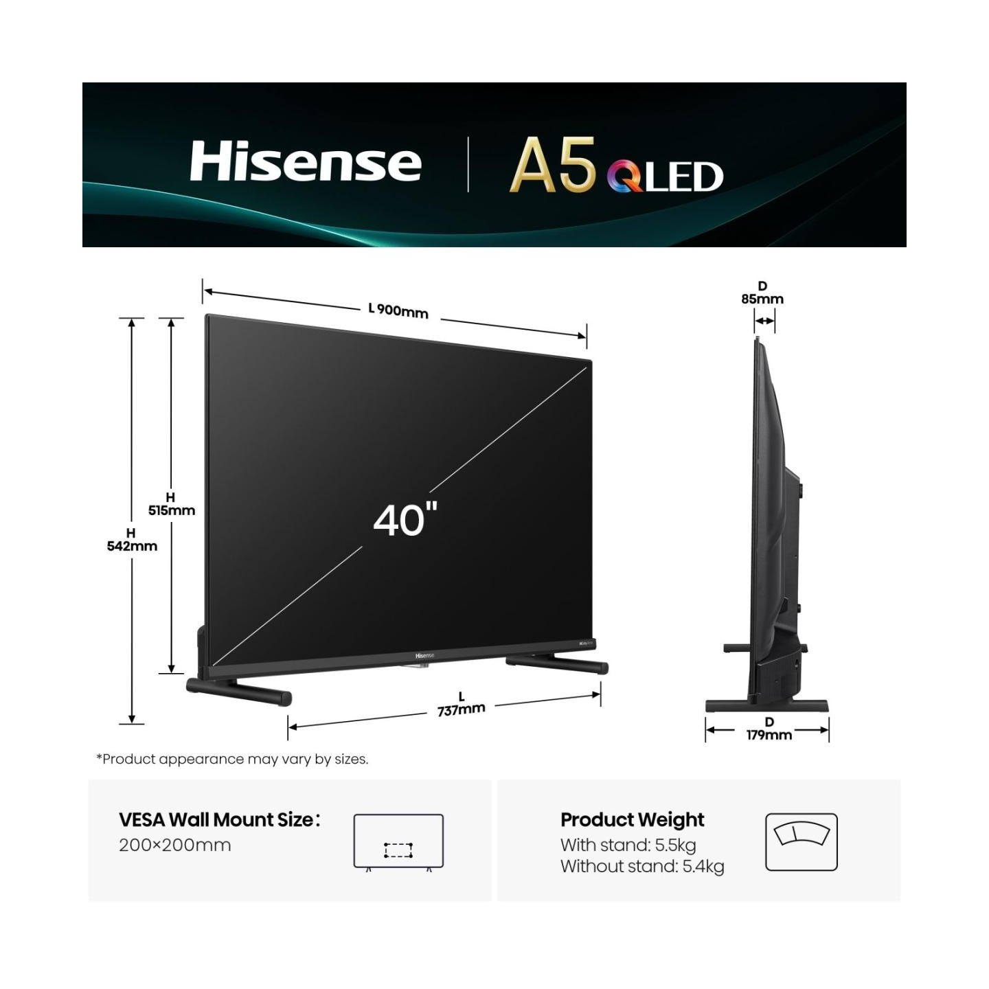 Hisense TV - 40A5Q - 40'' Full HD Smart QLED TV — Buy in Cyprus with Fast Delivery