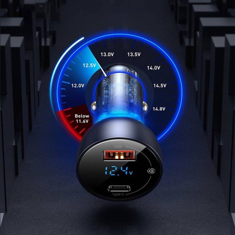 Buy Baseus Digital Display Dual USB Car Charger 63W - Digital Display, Dual USB,... in Cyprus, Nicosia, Limassol, Larnaka, Pafos