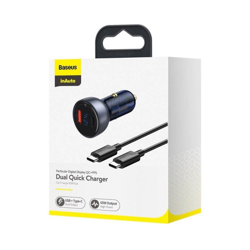 Buy Baseus Digital Display Dual USB Car Charger 63W - Digital Display, Dual USB,... in Cyprus, Nicosia, Limassol, Larnaka, Pafos