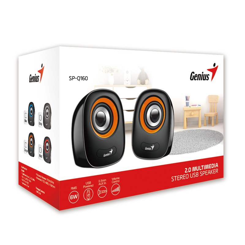 Genius PC Speakers - SP-Q160 - 2.0 6W 3.5mm USB Powered Grey — Buy in Cyprus with Fast Delivery