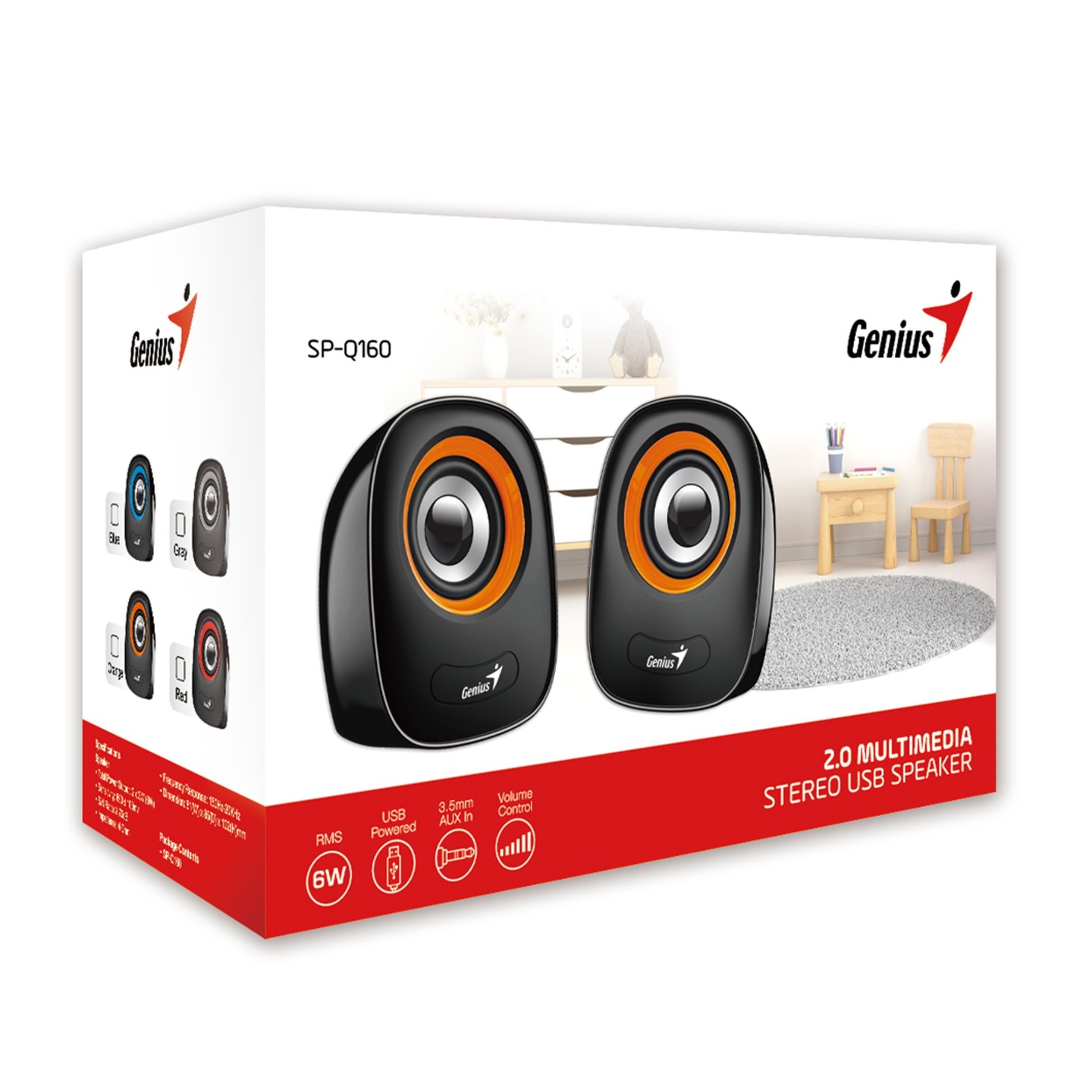 Genius PC Speakers - SP-Q160 - 2.0 6W 3.5mm USB Powered Grey — Buy in Cyprus with Fast Delivery