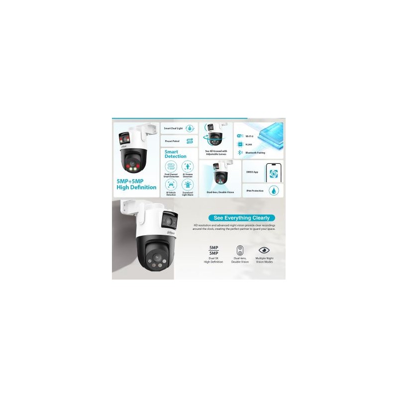 Buy Dahua IP - P5D-5F-PV - 5.0MP Wifi PT Dome Dual Illumination Dual Lens in Cyprus, Nicosia, Limassol, Larnaka, Pafos