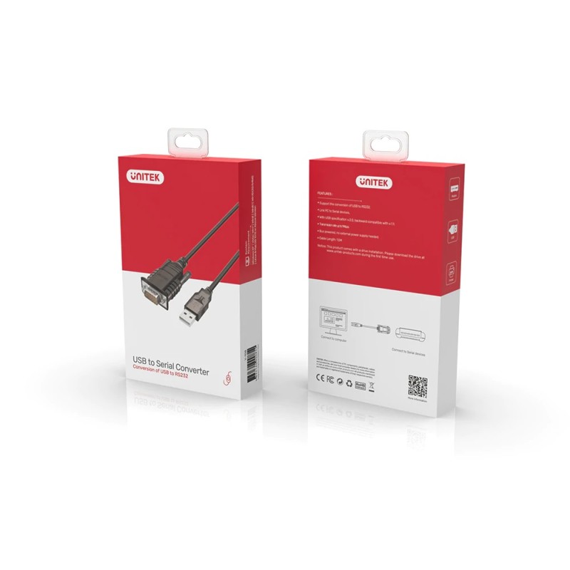 Buy Unitek Converter USB-A 2.0 to Serial RS232 - Y-108 - 1.5m in Cyprus, Nicosia, Limassol, Larnaka, Pafos