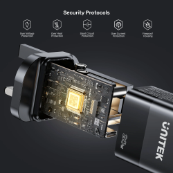 Buy Unitek 20W Wall Charger USB-C PD & QC 3.0 UK Black - P1124ABK - 20W USB-C PD... in Cyprus, Nicosia, Limassol, Larnaka, Pafos