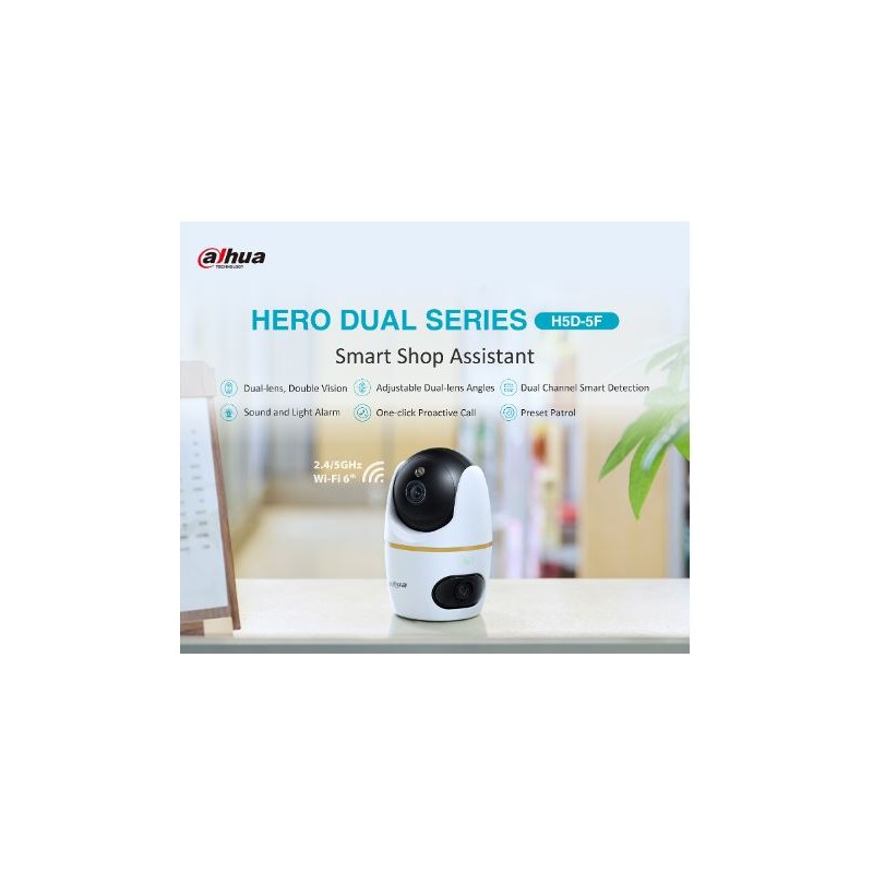 Buy Dahua IP Indoor 5.0MP Wifi PT Dome - H5D-5F - Dual Lens in Cyprus, Nicosia, Limassol, Larnaka, Pafos