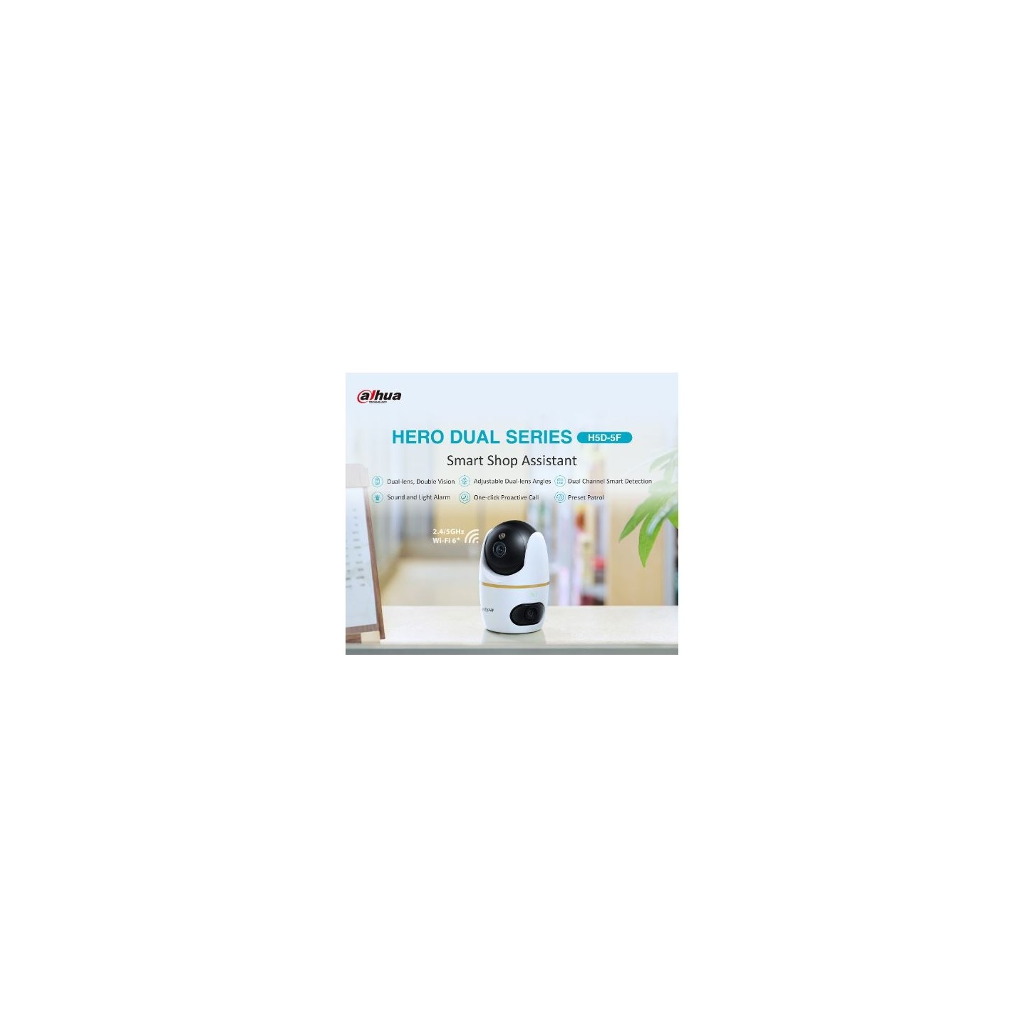 Dahua IP Indoor 5.0MP Wifi PT Dome - H5D-5F - Dual Lens — Buy in Cyprus with Fast Delivery