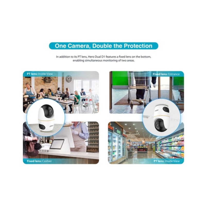 Buy Dahua IP Indoor 5.0MP Wifi PT Dome - H5D-5F - Dual Lens in Cyprus, Nicosia, Limassol, Larnaka, Pafos