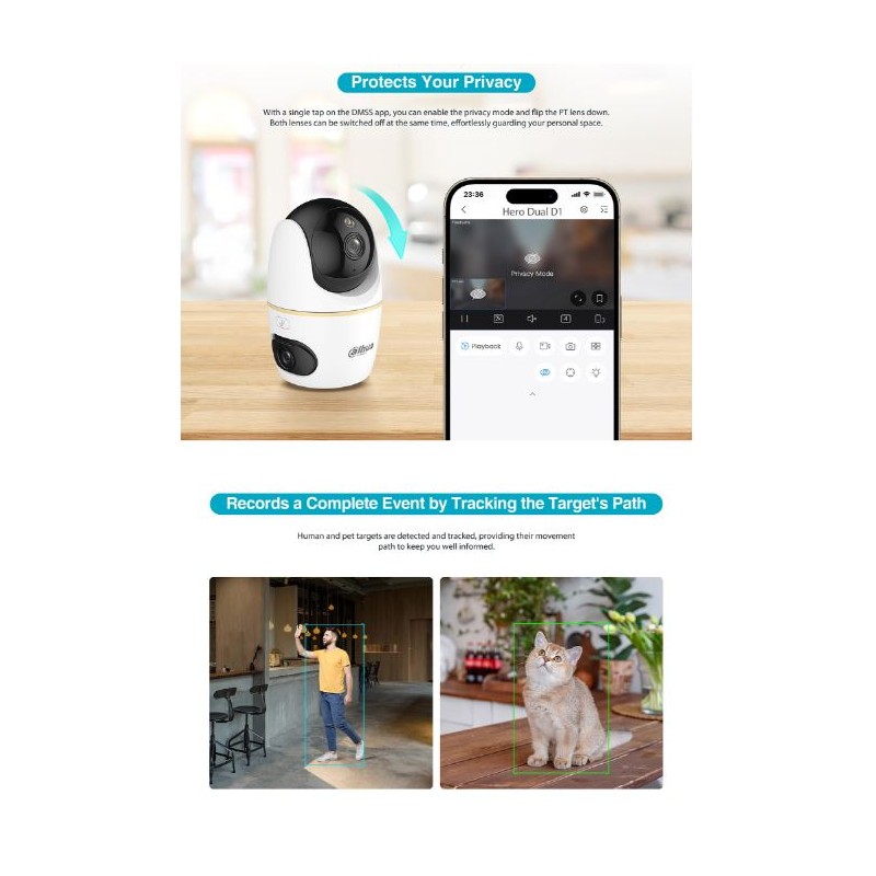 Buy Dahua IP Indoor 5.0MP Wifi PT Dome - H5D-5F - Dual Lens in Cyprus, Nicosia, Limassol, Larnaka, Pafos