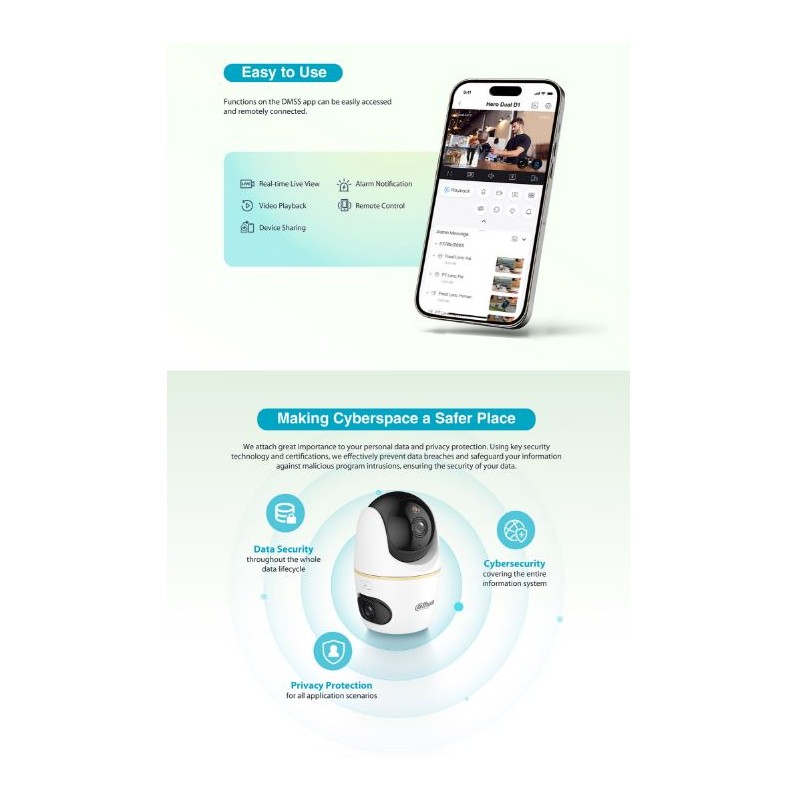 Buy Dahua IP Indoor 5.0MP Wifi PT Dome - H5D-5F - Dual Lens in Cyprus, Nicosia, Limassol, Larnaka, Pafos