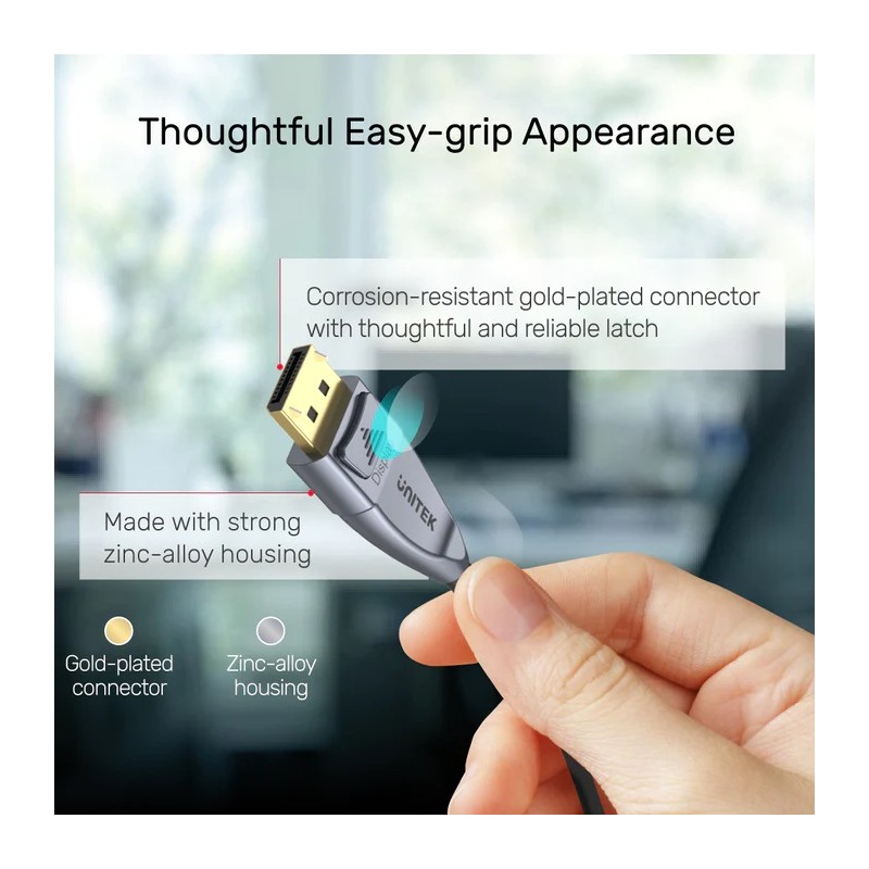 Buy Unitek DisplayPort 1.4 Cable - C1618GY - ActiveOptical 8K 240Hz 20.0m in Cyprus, Nicosia, Limassol, Larnaka, Pafos