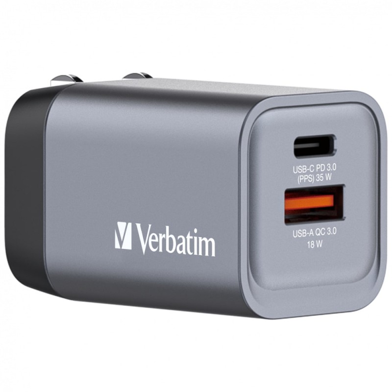 Buy Verbatim Wall GaN Charger - GNC-35 - 35W USB-C USB-A (UK EU US) in Cyprus, Nicosia, Limassol, Larnaka, Pafos