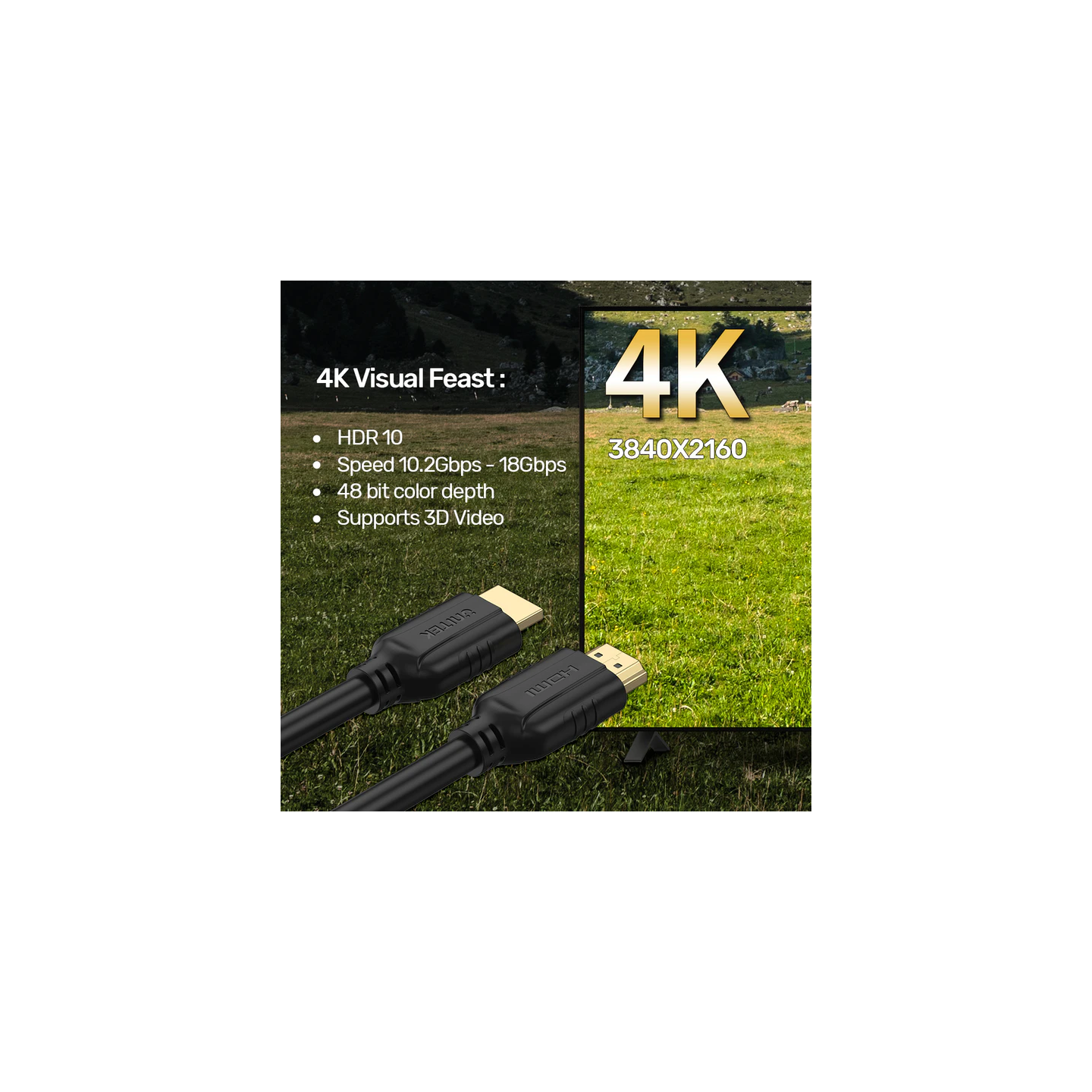 Unitek HDMI 2.0 Cable 20.0m CCS - C11079BK-20M - HDMI 2.0 Cable 20.0m CCS — Buy in Cyprus with Fast Delivery