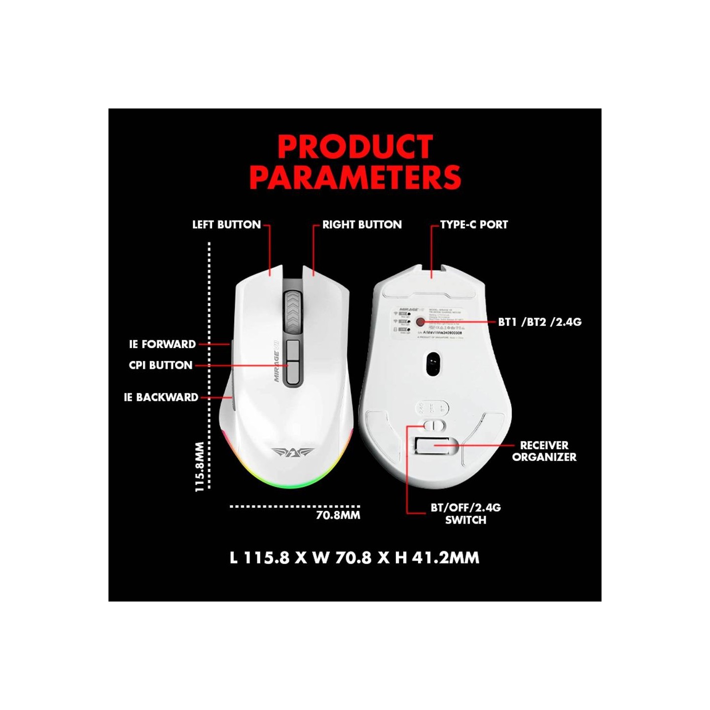 Armaggeddon 7B MIRAGE VII Tri-Mode Gaming Mouse Black (Boxed) — Buy in Cyprus with Fast Delivery